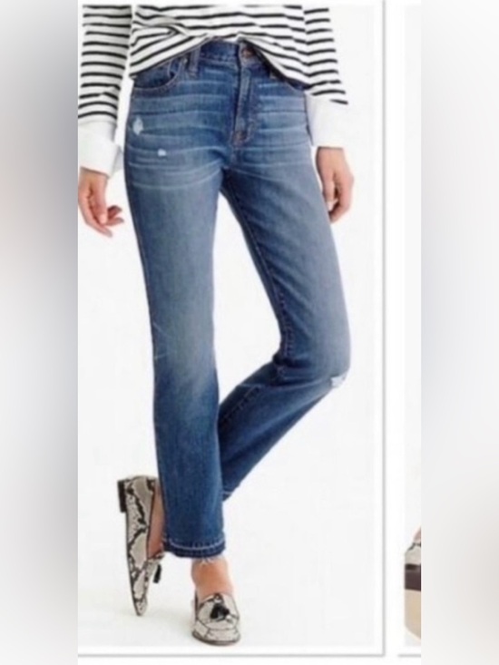 Denim - J. Crew straight raw hem high rise jeans